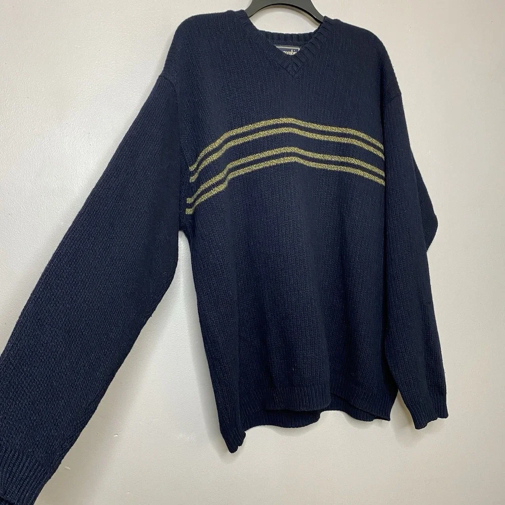 vintage abercrombie and fitch Sweater Men's Sz XL Lambswool Blend Navy‎ V Neck